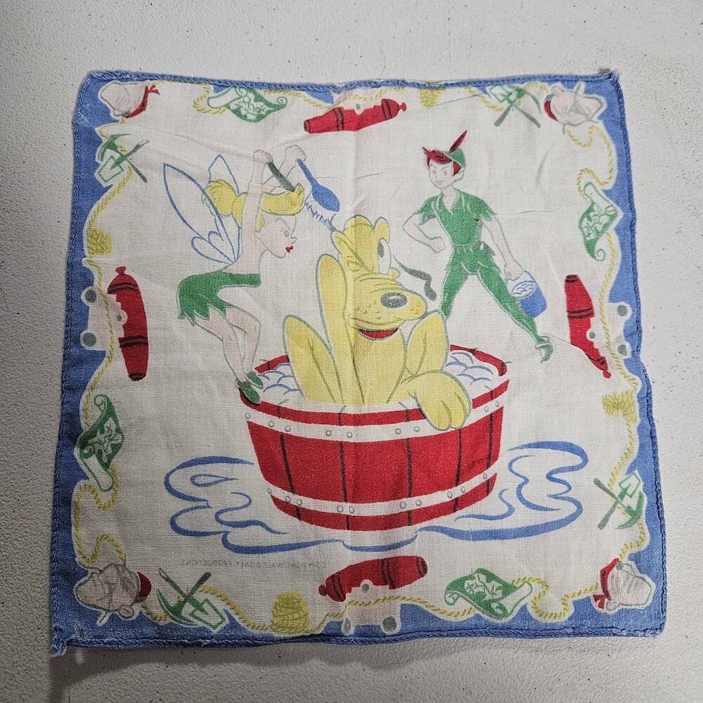 Vintage Child's Hanky Peter Pan Pluto Disney Handkerchief - Picture 4 of 6